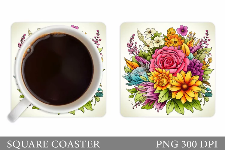 Flowers Coaster Design. Flowers Coaster Sublimation