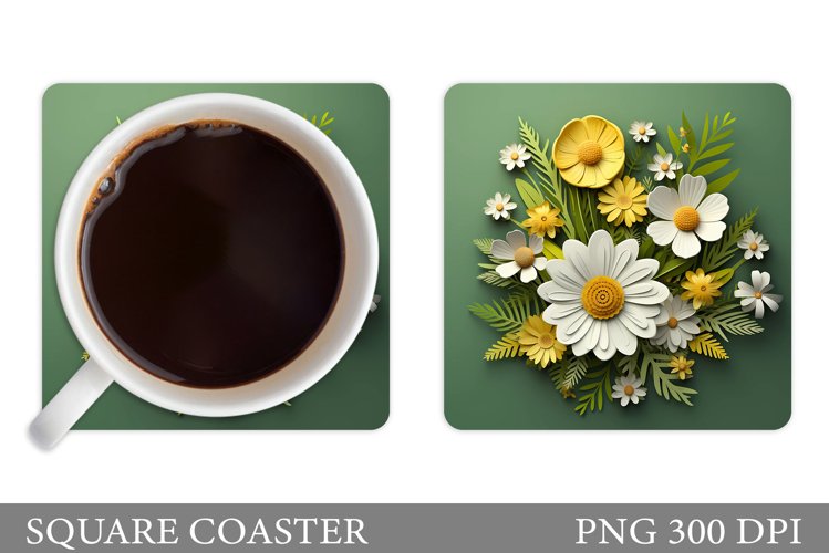 3D Flowers Coaster Design. Floral Coaster Sublimation example image 1