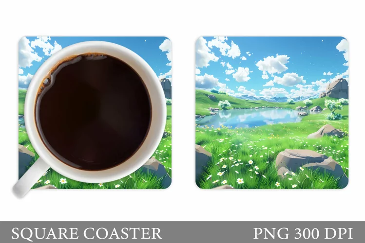 River Coaster Design. Summer Coaster. Flowers Coaster