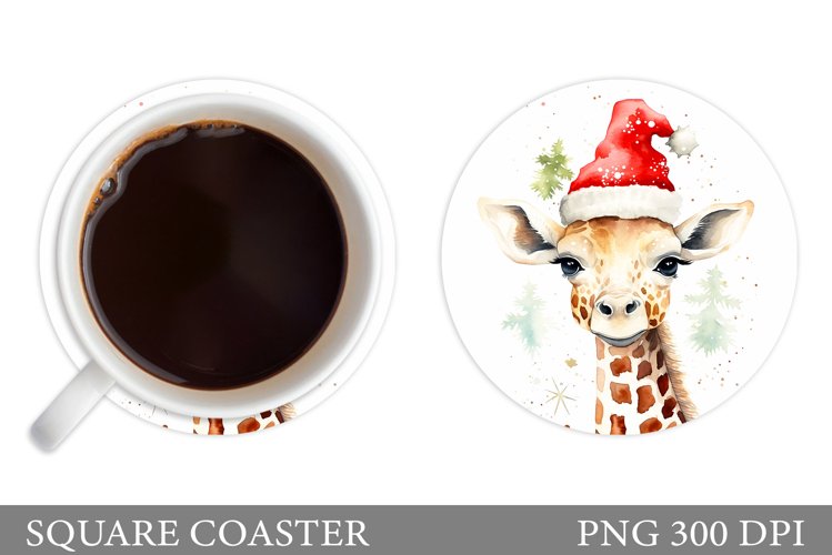 Christmas Giraffe Coaster. Winter Giraffe Coaster Design example image 1