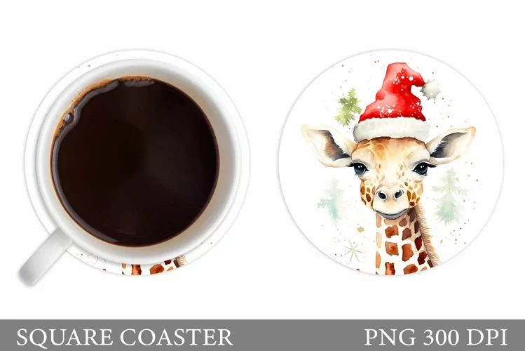 Christmas Giraffe Coaster. Winter Giraffe Coaster Design
