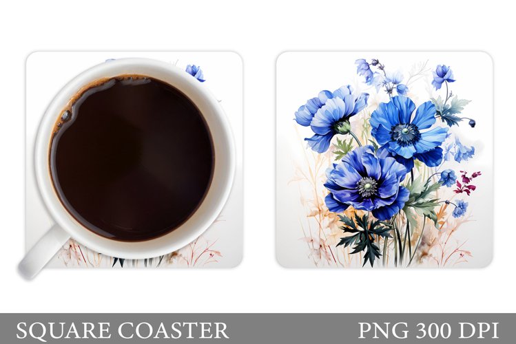 Flowers Coaster Sublimation. Floral Coaster Design