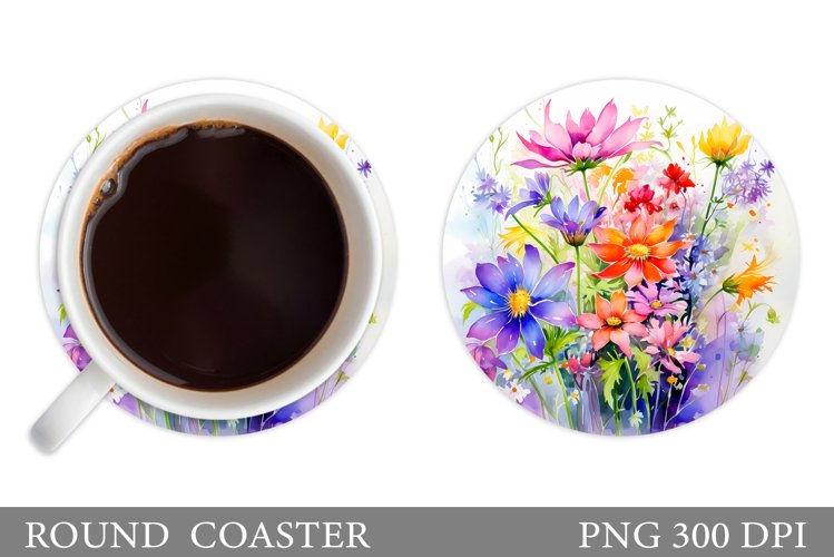 Wildflowers Coaster Design. Flowers Coaster Sublimation
