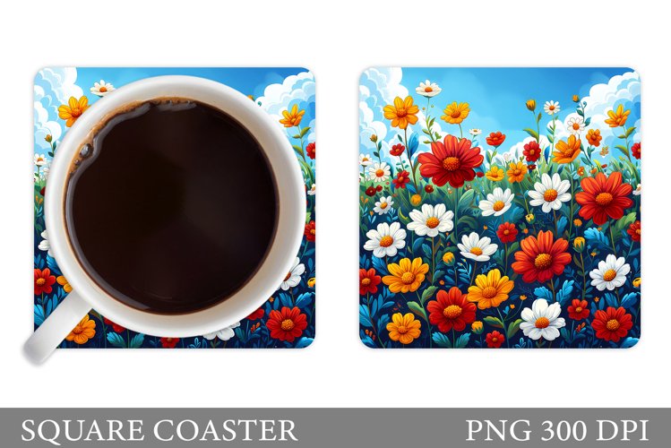 Flowers Coaster Design. Sublimation Coaster Flowers