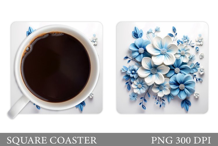 Flowers Coaster Sublimation. 3D Flowers Coaster Design example image 1