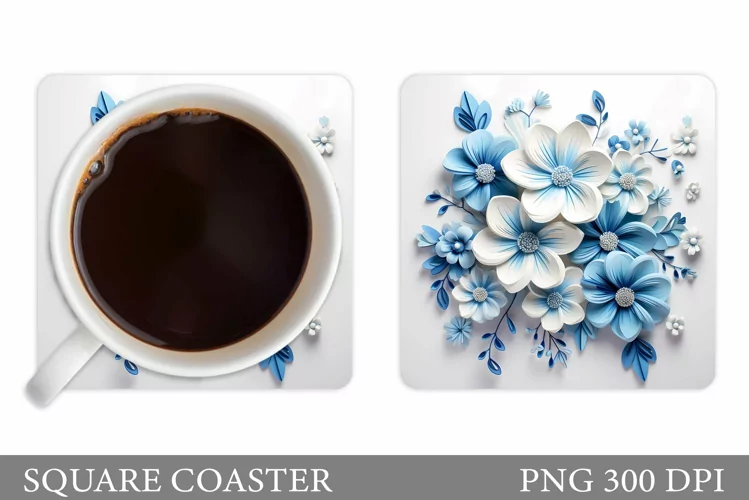 Flowers Coaster Sublimation. 3D Flowers Coaster Design