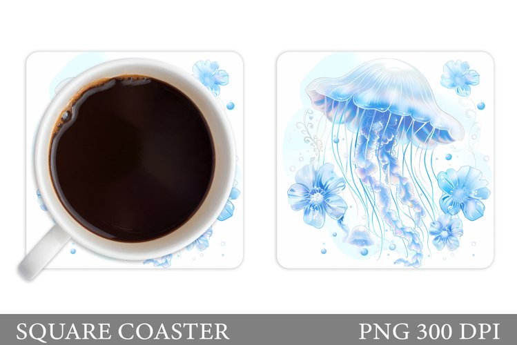 Jellyfish Coaster Sublimation. Sea Coaster Design