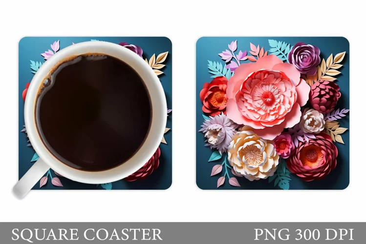 Flowers Coaster Sublimation. 3D Flowers Coaster Design