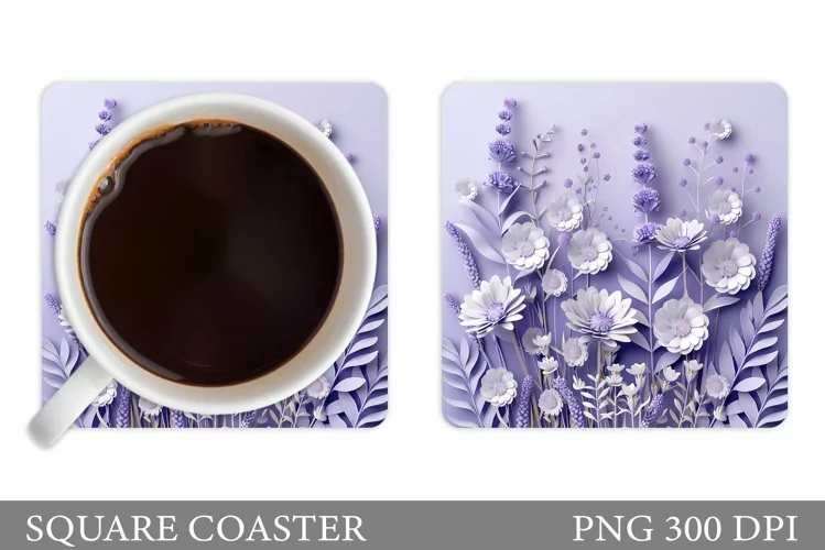 3D Flowers Coaster Design. Flowers Coaster Sublimation