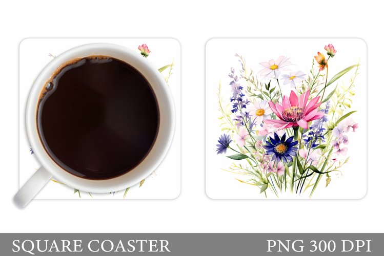 Flowers Coaster Design. Wildflowers Coaster Sublimation example image 1