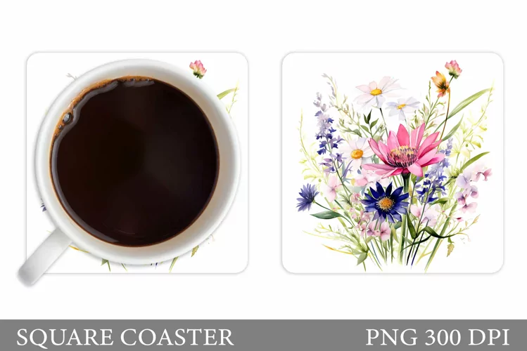Flowers Coaster Design. Wildflowers Coaster Sublimation