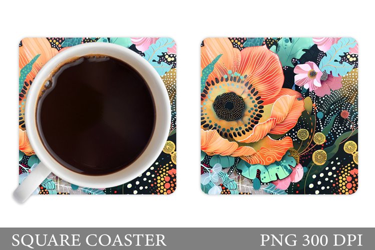 Flowers Coaster Design. Sublimation Coaster Flowers