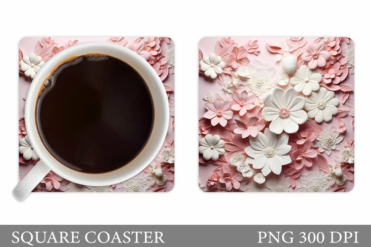 Daisy Coaster Design. 3D Flowers Coaster Sublimation