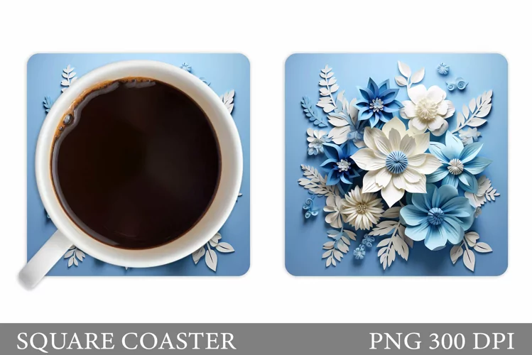 3D Flowers Coaster Design. Flowers Coaster Sublimation