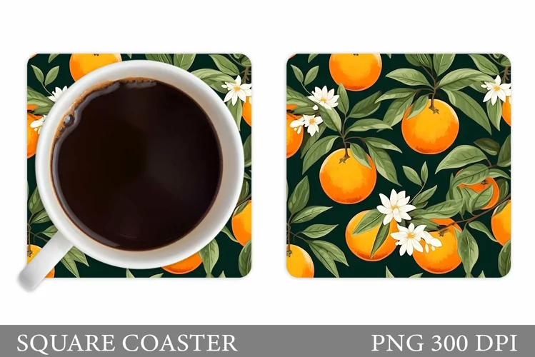Orange Coaster Sublimation. Citrus Coaster Design