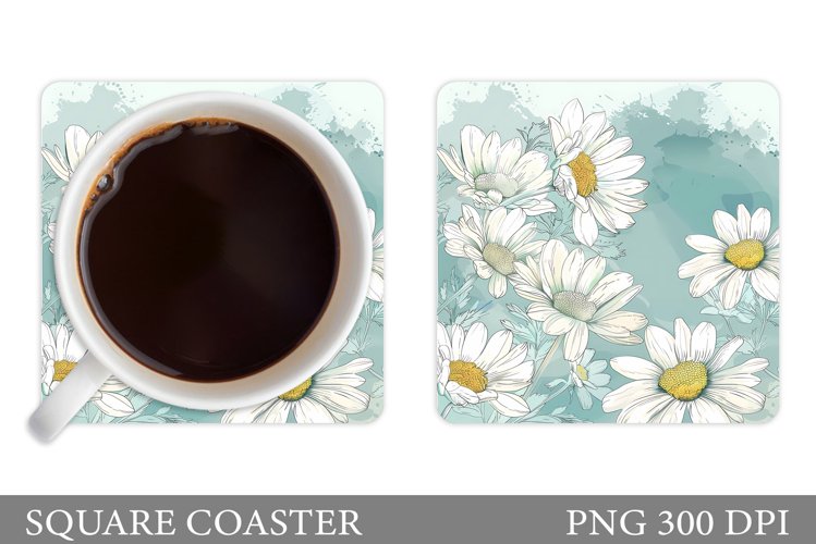Daisy Flowers Coaster Design. Flowers Coaster Sublimation example image 1