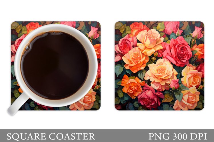Roses Coaster Design. Rose Coaster Sublimation example image 1