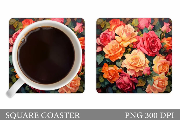 Roses Coaster Design. Rose Coaster Sublimation