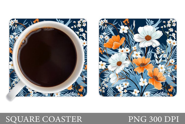 Flowers Coaster Sublimation. Flowers Square Coaster Design