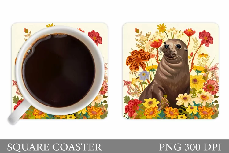 Seal Square Coaster Design. Seal Coaster Sublimation