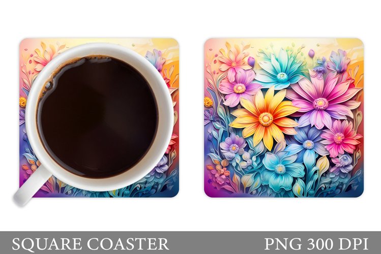 Flowers Coaster Design. Sublimation Coaster Flowers example image 1
