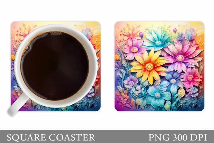 Flowers Coaster Design. Sublimation Coaster Flowers