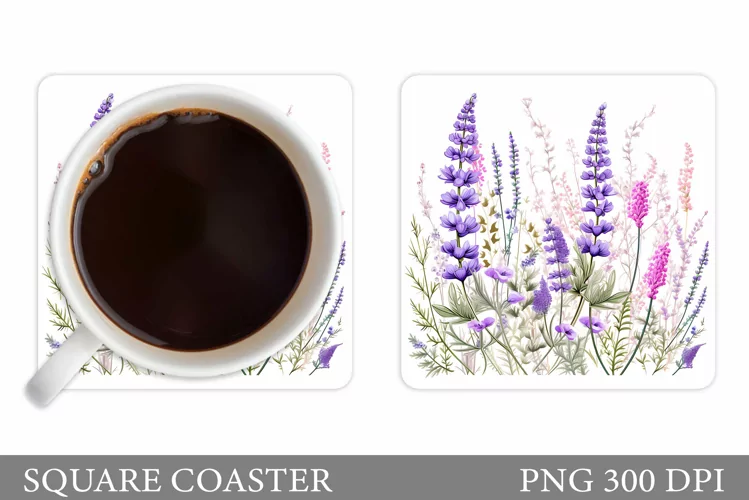 Flowers Coaster Design. Lavender Coaster Sublimation