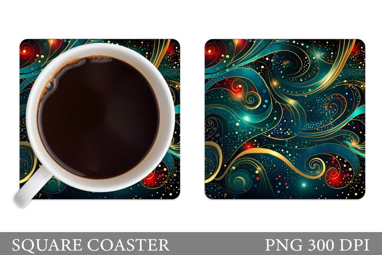 Abstract Glitter Coaster. Christmas Coaster Sublimation