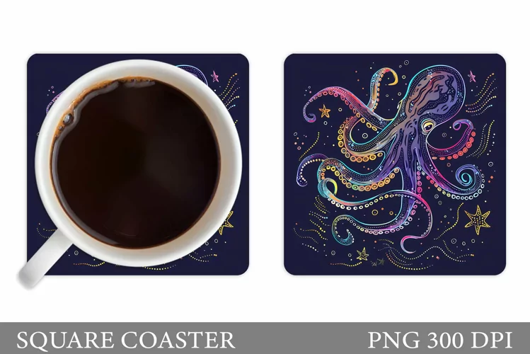 Octopus Coaster Design. Sea Coaster Sublimation