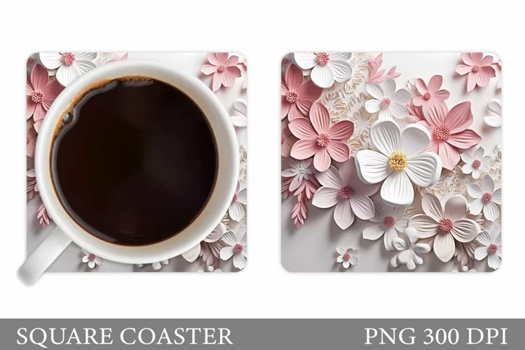 3D Flowers Coaster. 3D Spring Flowers Coaster Sublimation