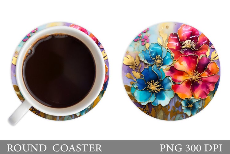 Flowers Round Coaster Design. Flowers Coaster Sublimation