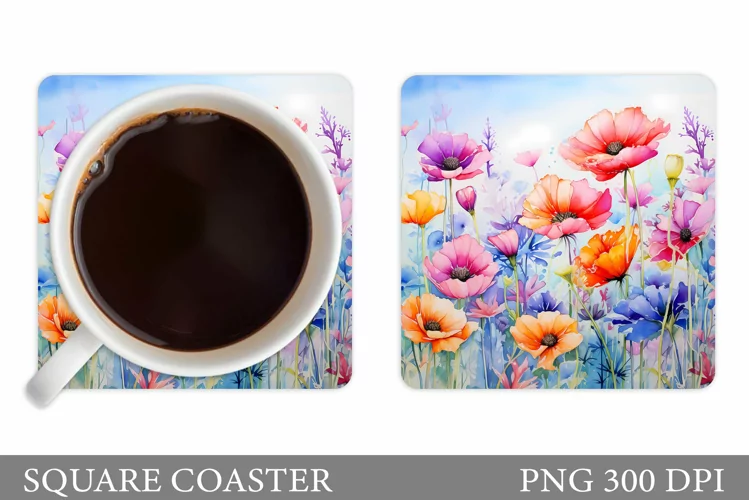 Flowers Coaster Design. Wildflowers Coaster Sublimation