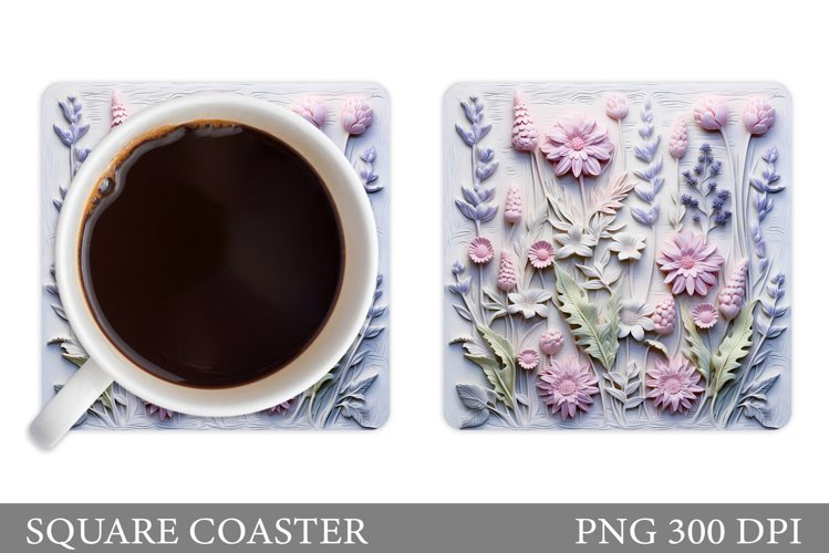 3D Flowers Coaster. 3D Wildflowers Coaster Sublimation example image 1