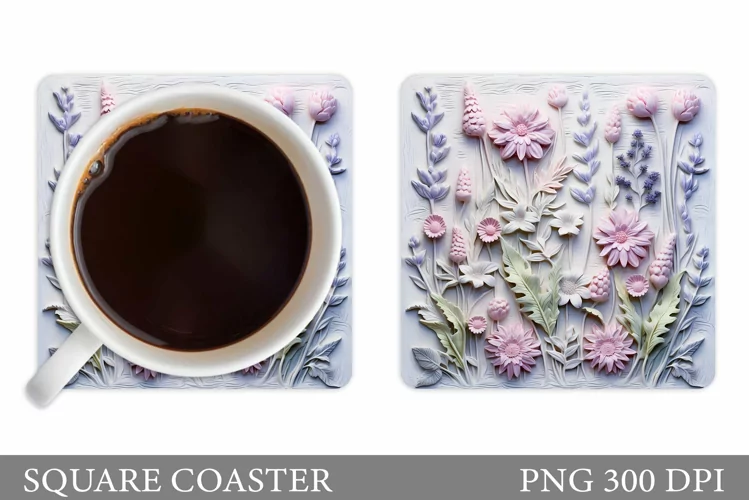 3D Flowers Coaster. 3D Wildflowers Coaster Sublimation