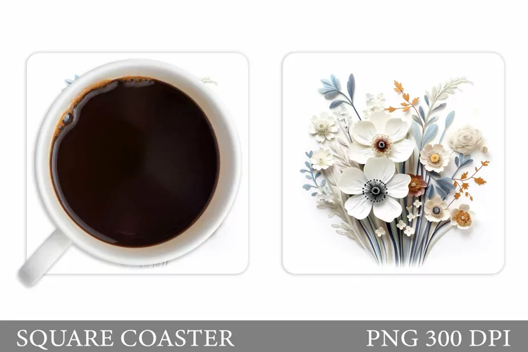 3D Wildflowers Coaster Design. Coaster Flowers Template