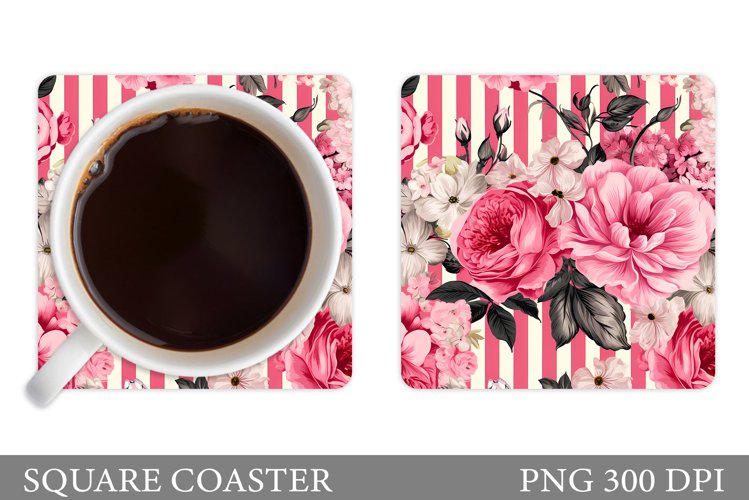 Flowers Coaster Design. Roses Coaster Sublimation