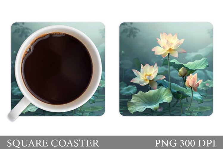 Lotus Square Coaster. Lotus Coaster Sublimation