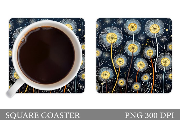 Dandelions Flowers Coaster. Floral Coaster Design example image 1