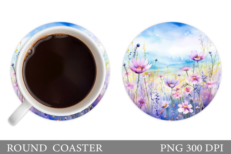 Wildflowers Coaster Design. Flowers Coaster Sublimation