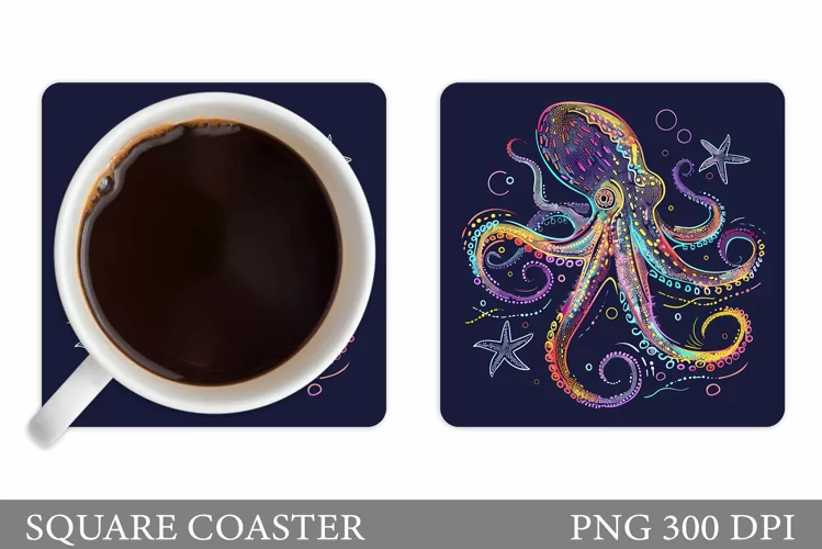 Octopus Coaster Design. Octopus Coaster Sublimation