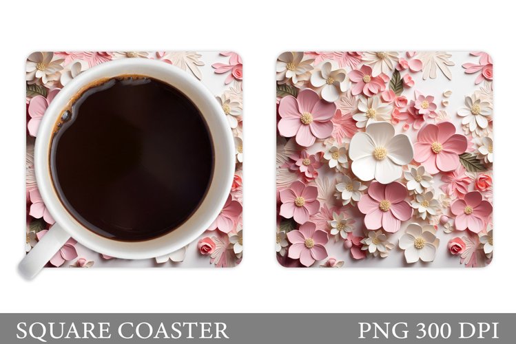 3D Flowers Coaster Design. 3D Flowers Coaster Sublimation example image 1