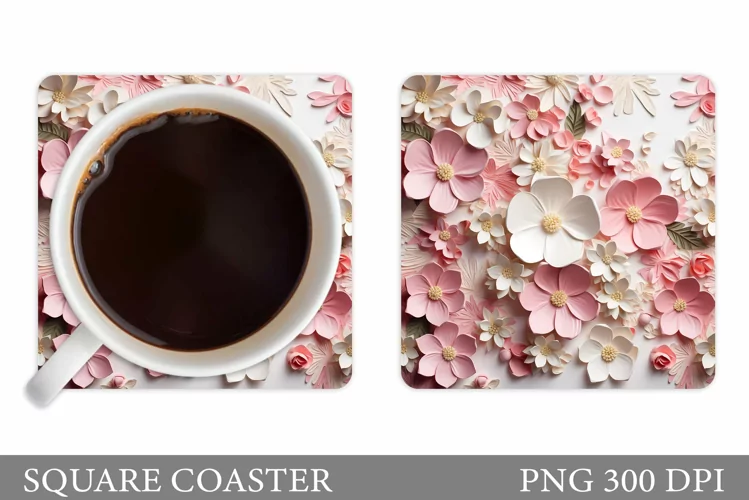 3D Flowers Coaster Design. 3D Flowers Coaster Sublimation