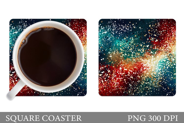 Abstract Coaster Sublimation. Glitter Square Coaster Design
