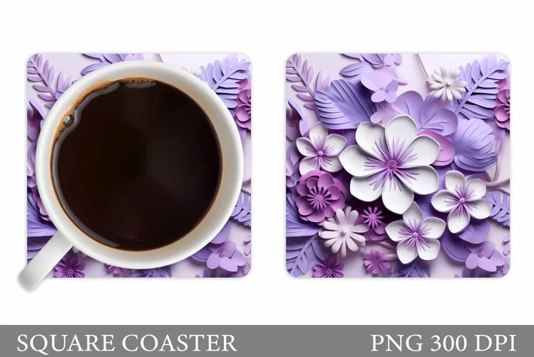 3D Flowers Coaster Design. Flowers Coaster Sublimation