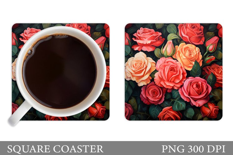 Roses Coaster Design. Rose Square Coaster Sublimation example image 1