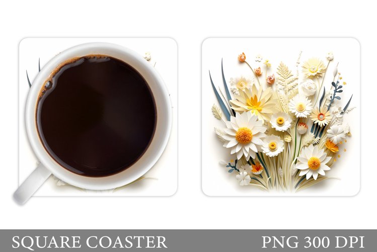 Daisy Flowers Coaster. 3D Wildflowers Coaster Design example image 1