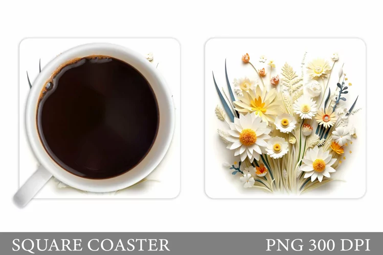 Daisy Flowers Coaster. 3D Wildflowers Coaster Design