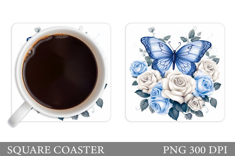 Butterfly Coaster Design. Floral Coaster Sublimation example image 1