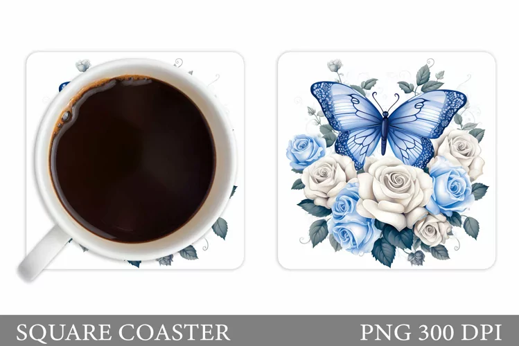Butterfly Coaster Design. Floral Coaster Sublimation