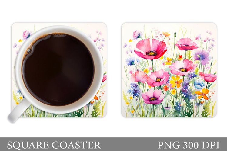 Flowers Coaster Design. Wildflowers Coaster Sublimation